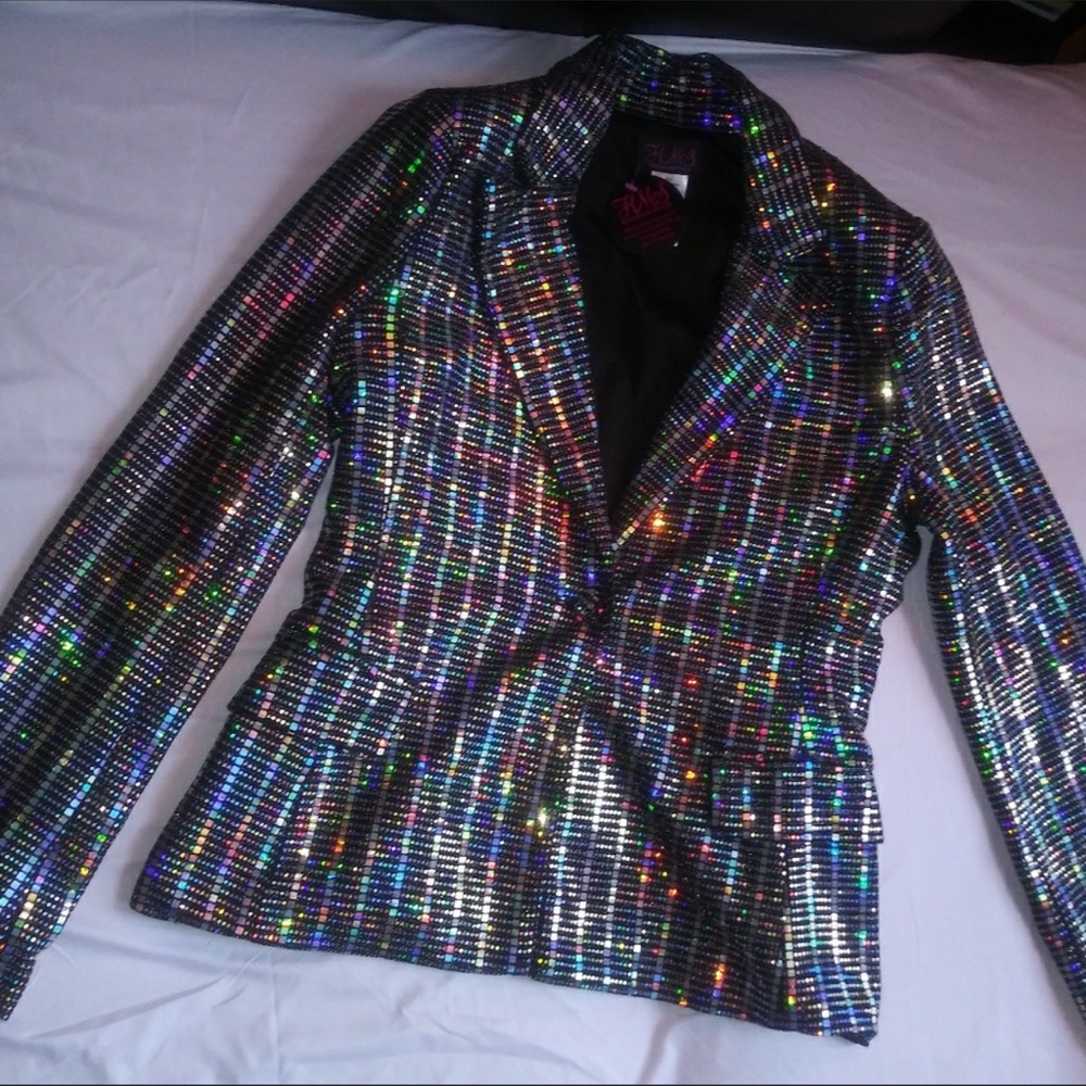 HOT MIAMI STYLES Iridescent Bling 2 piece Suit
